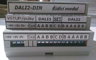 DALI2-DIN ... spodn strana - vstupy, ovldn.